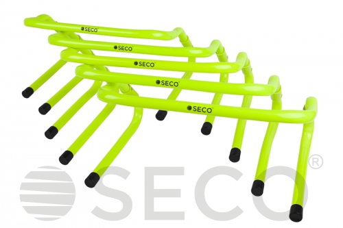 Five neon 15-33 cm SECO® training barriers for running set